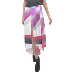 Abstract T- Shirt Pink Bright Abstract Geometry Minimalism T- Shirt Velour Split Maxi Skirt by maxcute