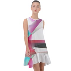 Abstract T- Shirt Pink Bright Abstract Geometry Minimalism T- Shirt Frill Swing Dress by maxcute