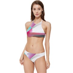 Abstract T- Shirt Pink Bright Abstract Geometry Minimalism T- Shirt Banded Triangle Bikini Set by maxcute