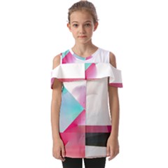 Abstract T- Shirt Pink Bright Abstract Geometry Minimalism T- Shirt Fold Over Open Sleeve Top