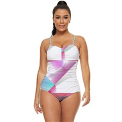 Abstract T- Shirt Pink Bright Abstract Geometry Minimalism T- Shirt Retro Full Coverage Swimsuit by maxcute