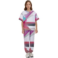 Abstract T- Shirt Pink Bright Abstract Geometry Minimalism T- Shirt Kids  Tee And Pants Sports Set