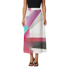 Abstract T- Shirt Pink Bright Abstract Geometry Minimalism T- Shirt Classic Midi Chiffon Skirt