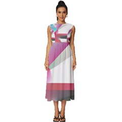 Abstract T- Shirt Pink Bright Abstract Geometry Minimalism T- Shirt Sleeveless Round Neck Midi Dress