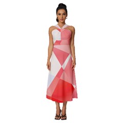 Abstract T- Shirt Pink Chess Player Abstract Colorful Texture T- Shirt Sleeveless Cross Front Cocktail Midi Chiffon Dress