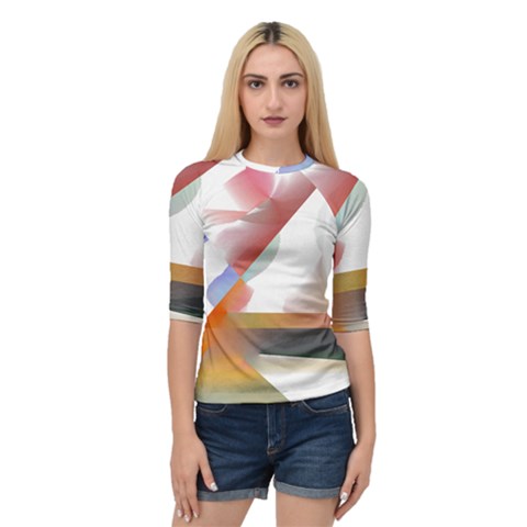 Abstract T- Shirt Pink Colorful Abstract Minimalism T- Shirt Quarter Sleeve Raglan Tee by maxcute