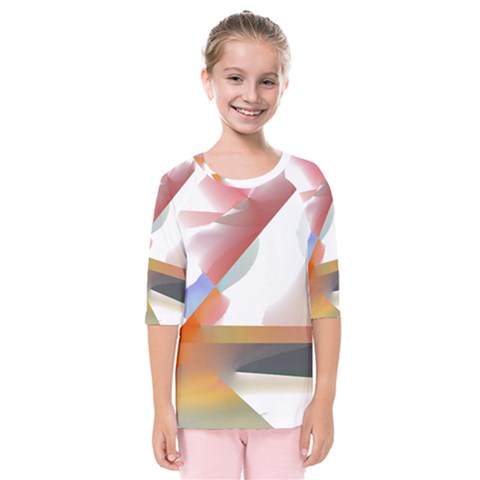 Abstract T- Shirt Pink Colorful Abstract Minimalism T- Shirt Kids  Quarter Sleeve Raglan Tee by maxcute