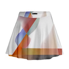 Abstract T- Shirt Pink Colorful Abstract Minimalism T- Shirt Mini Flare Skirt by maxcute