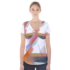 Abstract T- Shirt Pink Colorful Abstract Minimalism T- Shirt Short Sleeve Front Detail Top by maxcute