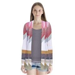 Abstract T- Shirt Pink Colorful Abstract Minimalism T- Shirt Drape Collar Cardigan by maxcute