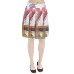 Abstract T- Shirt Pink Colorful Abstract Minimalism T- Shirt Pleated Skirt by maxcute