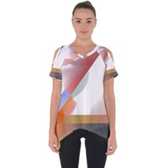 Abstract T- Shirt Pink Colorful Abstract Minimalism T- Shirt Cut Out Side Drop Tee by maxcute