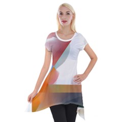 Abstract T- Shirt Pink Colorful Abstract Minimalism T- Shirt Short Sleeve Side Drop Tunic by maxcute