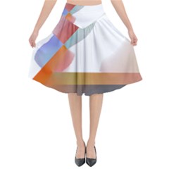 Abstract T- Shirt Pink Colorful Abstract Minimalism T- Shirt Flared Midi Skirt by maxcute