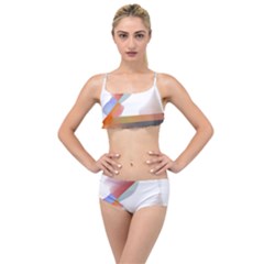 Abstract T- Shirt Pink Colorful Abstract Minimalism T- Shirt Layered Top Bikini Set