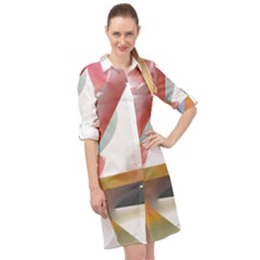 Abstract T- Shirt Pink Colorful Abstract Minimalism T- Shirt Long Sleeve Mini Shirt Dress by maxcute