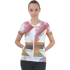 Abstract T- Shirt Pink Colorful Abstract Minimalism T- Shirt Short Sleeve Zip Up Jacket by maxcute