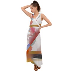 Abstract T- Shirt Pink Colorful Abstract Minimalism T- Shirt V-neck Chiffon Maxi Dress by maxcute