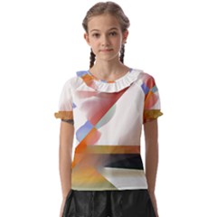 Abstract T- Shirt Pink Colorful Abstract Minimalism T- Shirt Kids  Frill Chiffon Blouse by maxcute