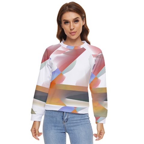 Abstract T- Shirt Pink Colorful Abstract Minimalism T- Shirt Women s Long Sleeve Raglan Tee by maxcute