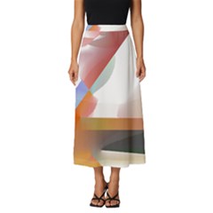 Abstract T- Shirt Pink Colorful Abstract Minimalism T- Shirt Classic Midi Chiffon Skirt