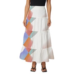 Abstract T- Shirt Pink Colorful Abstract Minimalism T- Shirt Tiered Ruffle Maxi Skirt