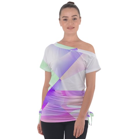 Abstract T- Shirt Purple Minimalistic Abstract Digital Art T- Shirt Off Shoulder Tie-up Tee by maxcute