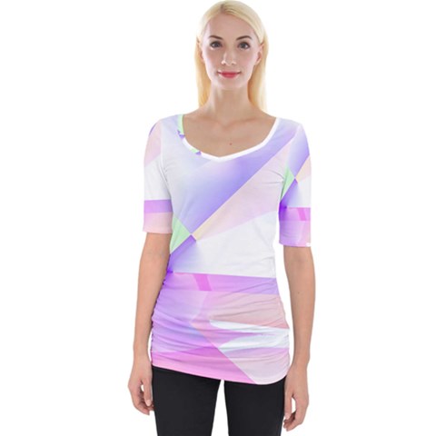 Abstract T- Shirt Purple Minimalistic Abstract Digital Art T- Shirt Wide Neckline Tee by maxcute