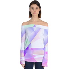 Abstract T- Shirt Purple Minimalistic Abstract Digital Art T- Shirt Off Shoulder Long Sleeve Top by maxcute