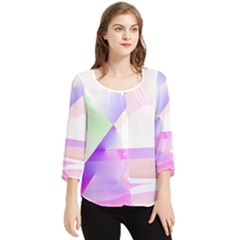 Abstract T- Shirt Purple Minimalistic Abstract Digital Art T- Shirt Chiffon Quarter Sleeve Blouse by maxcute