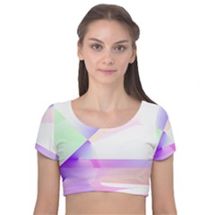 Abstract T- Shirt Purple Minimalistic Abstract Digital Art T- Shirt Velvet Short Sleeve Crop Top  by maxcute