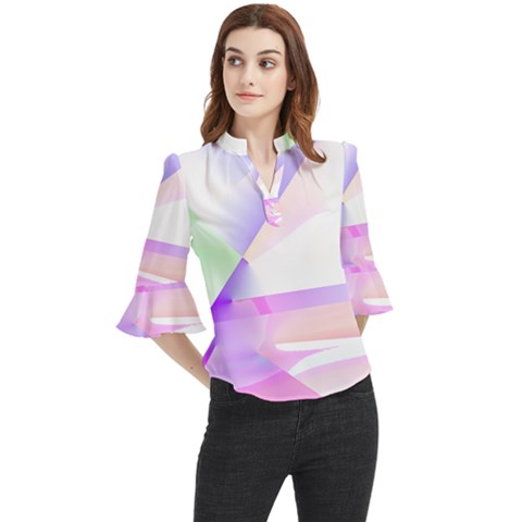 Abstract T- Shirt Purple Minimalistic Abstract Digital Art T- Shirt Loose Horn Sleeve Chiffon Blouse by maxcute