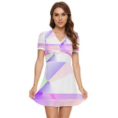 Abstract T- Shirt Purple Minimalistic Abstract Digital Art T- Shirt V-neck High Waist Chiffon Mini Dress