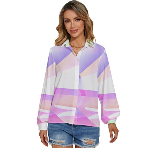 Abstract T- Shirt Purple Minimalistic Abstract Digital Art T- Shirt Women s Long Sleeve Button Down Shirt by maxcute