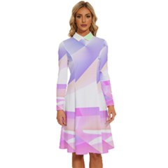 Abstract T- Shirt Purple Minimalistic Abstract Digital Art T- Shirt Long Sleeve Shirt Collar A-line Dress by maxcute