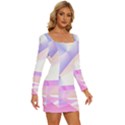 Abstract T- Shirt Purple Minimalistic Abstract Digital Art T- Shirt Long Sleeve Square Neck Bodycon Velour Dress View3