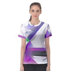 Abstract T- Shirt Purple Northern Lights Colorful Abstract T- Shirt Women s Sport Mesh Tee