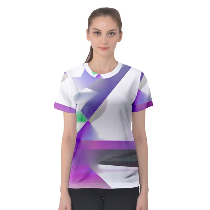 Abstract T- Shirt Purple Northern Lights Colorful Abstract T- Shirt Women s Sport Mesh Tee