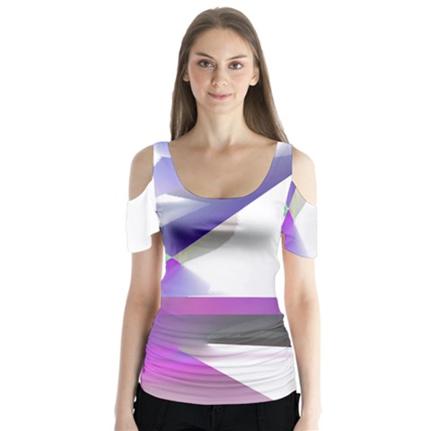 Abstract T- Shirt Purple Northern Lights Colorful Abstract T- Shirt Butterfly Sleeve Cutout Tee  by maxcute