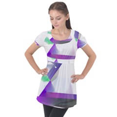 Abstract T- Shirt Purple Northern Lights Colorful Abstract T- Shirt Puff Sleeve Tunic Top by maxcute