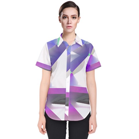 Abstract T- Shirt Purple Northern Lights Colorful Abstract T- Shirt Women s Short Sleeve Shirt by maxcute