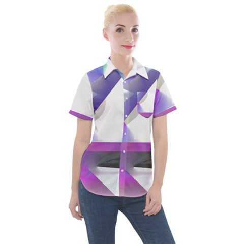 Abstract T- Shirt Purple Northern Lights Colorful Abstract T- Shirt Women s Short Sleeve Pocket Shirt by maxcute