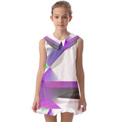 Abstract T- Shirt Purple Northern Lights Colorful Abstract T- Shirt Kids  Pilgrim Collar Ruffle Hem Dress