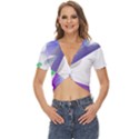 Abstract T- Shirt Purple Northern Lights Colorful Abstract T- Shirt Twist Front Crop Top View1