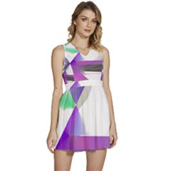 Abstract T- Shirt Purple Northern Lights Colorful Abstract T- Shirt Sleeveless High Waist Mini Dress