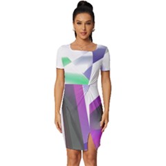 Abstract T- Shirt Purple Northern Lights Colorful Abstract T- Shirt Fitted Knot Split End Bodycon Dress