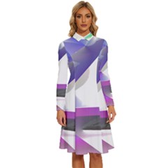 Abstract T- Shirt Purple Northern Lights Colorful Abstract T- Shirt Long Sleeve Shirt Collar A-line Dress