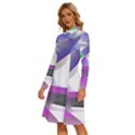 Abstract T- Shirt Purple Northern Lights Colorful Abstract T- Shirt Long Sleeve Shirt Collar A-Line Dress View2