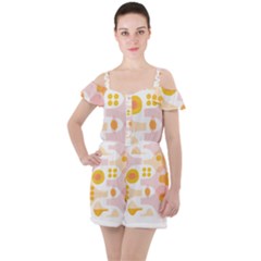 Abstract T- Shirt Science Lab T- Shirt Ruffle Cut Out Chiffon Playsuit