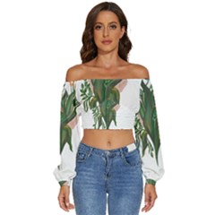 Abstract T- Shirt Therwaro T- Shirt Long Sleeve Crinkled Weave Crop Top